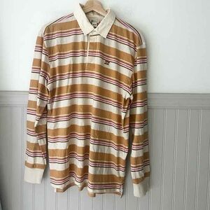 Classic Striped Long Sleeve Polo Shirt